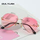 Oulylan Rimless Sunglasses Women Brand Designer Sun Glasses Gradient Shades Cutting Lens Ladies Frameless Metal Eyeglasses UV400