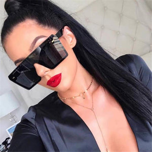 Oversized Square Sunglasses Women 2019 Luxury Brand Fashion Flat Top Red Black Clear Lens One Piece Men Gafas Shade Mirror UV400