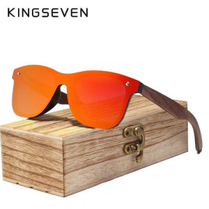 KINGSEVEN 2019 Mens Sunglasses Polarized Walnut Wood Mirror Lens Sun Glasses Women Brand Design Colorful Shades Handmade