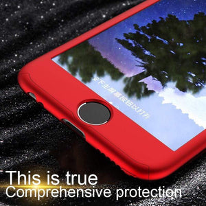 360 Full Cover Phone Case For iPhone X 8 6 6s 7 Plus 5 5s SE PC Protective Cover For iPhone 7 8 Plus XS MAX XR Case With Glass