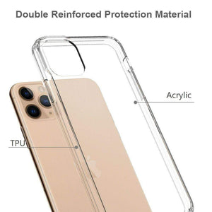 Acrylic+TPU Transparent Clear Case for iphone 6 6s 7 8 Plus X XS XR 11 Pro Max Anti-Scratch Hard PC Bumper Cover