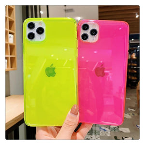 Neon Fluorescent Color Phone Cases For iphone 11 Pro Max XR X XS Max 7 8 7plus 8plus Back Cover Fashion Transparent Soft Cases