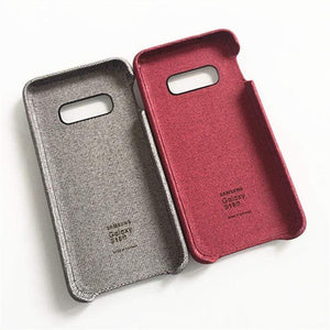 New Ultral Thin Skin Leather Canvas Phone Case for Samsung Galaxy S10 Plus S10E S10+ Back Cover