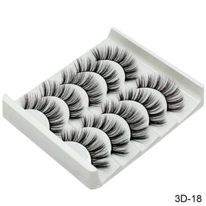 Oiko Store  3D-18 SEXYSHEEP 5Pairs 3D Mink Hair False Eyelashes Natural/Thick Long Eye Lashes Wispy Makeup Beauty Extension Tools