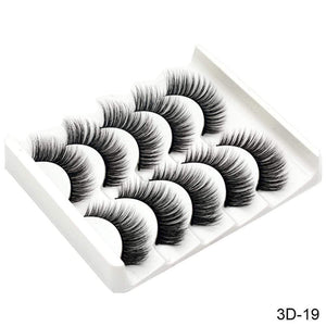 Oiko Store  3D-19 SEXYSHEEP 5Pairs 3D Mink Hair False Eyelashes Natural/Thick Long Eye Lashes Wispy Makeup Beauty Extension Tools