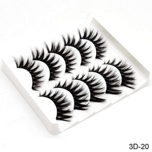 Oiko Store  3D-20 SEXYSHEEP 5Pairs 3D Mink Hair False Eyelashes Natural/Thick Long Eye Lashes Wispy Makeup Beauty Extension Tools