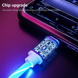 Glowing Cable Mobile Phone Charging Cables LED light Micro USB Type C Charger for iPhone X Samsung Galaxy S8 S9 Charge Wire Cord