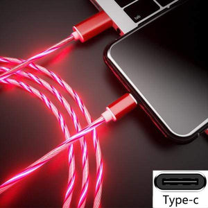 Glowing Cable Mobile Phone Charging Cables LED light Micro USB Type C Charger for iPhone X Samsung Galaxy S8 S9 Charge Wire Cord