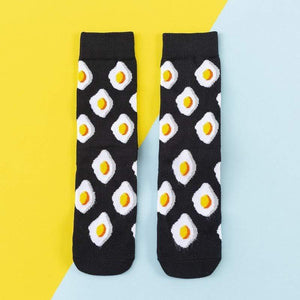 Women Socks Funny Cute Cartoon Fruits Banana Avocado Lemon Egg Cookie Donuts Food Happy Japanese Harajuku skateboard  Socks