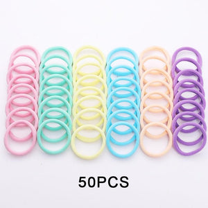 50/100PCS Women Girls 4CM Candy Colors Nylon Elastic Hair Bands Ponytail Holder Rubber Bands Scrunchie Headband Hair Accessories