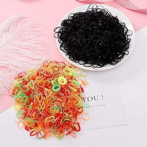Oiko Store  500 Black 500 Mix-200002130 200/1000PCS Cute Girls Colourful Ring Disposable Elastic Hair Bands Ponytail Holder Rubber Band Scrunchies Kids Hair Accessories