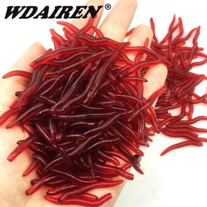 Oiko Store  50pcs/lot Soft Lure Fishing Simulation Earthworm red Worms Artificial Fishing Lure Tackle Lifelike Fishy Smell Lures WD-160