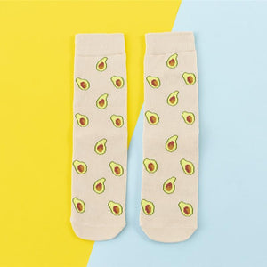 Women Socks Funny Cute Cartoon Fruits Banana Avocado Lemon Egg Cookie Donuts Food Happy Japanese Harajuku skateboard  Socks