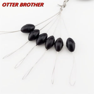 Oiko Store  60 Pcs 10 Groups/Set Float Black Rubber Stopper Fishing Bobber Stopper Float Oval Bean Space Fishing Line Tackle Accessories