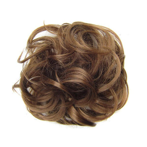 Delice Girls Curly Scrunchie Chignon With Rubber Band Brown Gray Synthetic Hair Ring Wrap On Messy Bun Ponytails