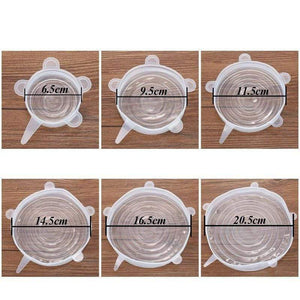 Oiko Store  6pcs Reusable silicon stretch lids universal lid Silicone food wrap bowl pot lid silicone cover pan cooking Kitchen Stoppers