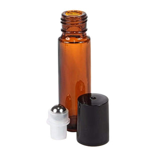 Amber 10 ml Glass Roll-on Bottles with Stainless Steel Roller Balls Empty Essential Oil Perfume Refillable Bottles Beauty Care