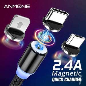 ANMONE Magnetic Cable Micro USB Type C Magnetic Charge Charger Cable for iPhone Huawei Samsung Android Mobile Phone 2m cable