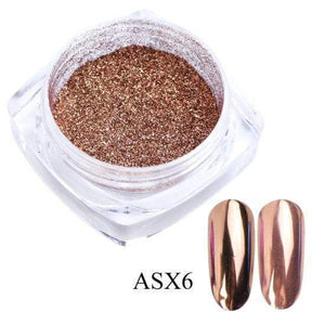 Oiko Store  ASX6 0.5g Nail Mirror Glitter Powder Metallic Color Nail Art UV Gel Polishing Chrome Flakes Pigment Dust Decorations Manicure TRC/ASX