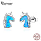 bamoer 2 Color Opal Licorne Stud Earrings for Women 925 Sterling Silver Fashion Jewelry Brincos Dropshipping SCE815