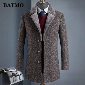 BATMO 2019 new arrival winter high quality wool thicked trench coat men,men's gray wool jackets ,plus-size M-4XL,AL41