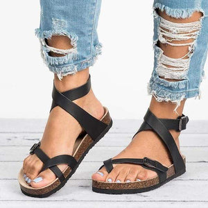 Basic Women Sandals 2019 New Women Summer Sandals Plus Size 43 Leather Flat Sandals Female Flip Flop Casual Beach Shoes Ladies