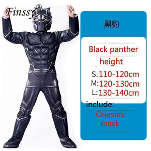 Oiko Store  Black panther / S Spiderman Superman Iron Man Cosplay Costume for Boys Carnival Halloween Costume for Kids Star Wars Deadpool Thor Ant man Panther