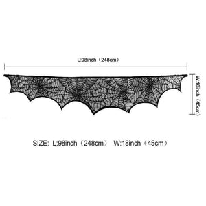 Oiko Store  Black Spiderweb Ourwarm White Black Halloween Lace Spiderweb Fireplace Mantle Scarf Door Window Hanging Horror Props Halloween Party Decoration