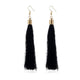 Vintage Ethnic Long Tassel Drop Earrings for Women Lady Fashion Bohemian White Red Silk Fabric Dangle Earring Indian Jewelry