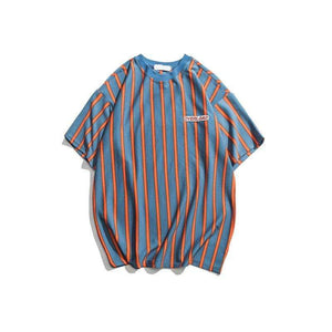 Dark Icon Vertical Stripe Oversized Men's Tshirts Short Sleeve 2019 Summer New Korean Style Loose T-shirt Men Male Tee Cotton