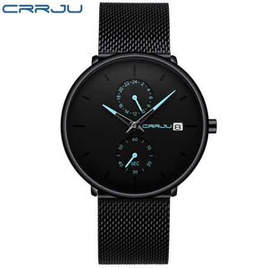 Top Brand CRRJU Men Watch Waterproof Quartz Wrist Watches Mens Stainless Steel Sports Male Clock Date Relogio Masculino