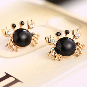 Bluelans Women Sea Life Crab Rhinestones Ear Studs Golden Alloy Fashion Earrings Jewelry