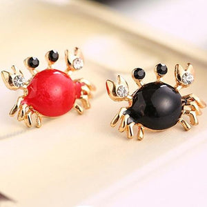 Bluelans Women Sea Life Crab Rhinestones Ear Studs Golden Alloy Fashion Earrings Jewelry