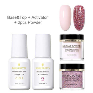 BORN PRETTY Dipping Nail Powders Base Coat Gradient French Nail Natural Color Holographic Glitter Cure Nail Art Decorations