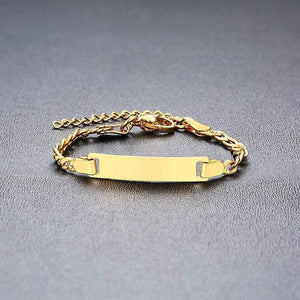 Vnox Personalize Custom Baby Name Bracelet Gold Tone Solid Stainless Steel Adjustable Bracelet New Born to Child Girls Boys Gift