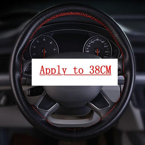 Braid On Steering Wheel Car Steering Wheel Cover With Needles and Thread Artificial leather Diameter 38cm Steering cover couvre