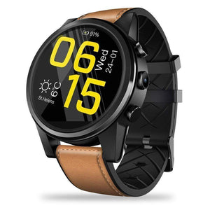 Oiko Store  Brown Zeblaze THOR 4 Pro Built-in GPS 4G Wifi 1.6 inch LTPS Crystal Display 1+16G Android7.1 600mAh Leather Strap Watch Phone