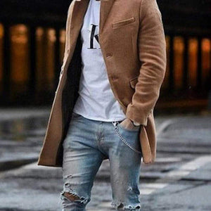 Autumn Fashion Thin Wool Coat Men Plus Size Spring 2020 Outwear Black Warm Men's Long Blazer Coats Office Overcoat Coats 4XL