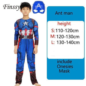 Oiko Store  Captain America / S Spiderman Superman Iron Man Cosplay Costume for Boys Carnival Halloween Costume for Kids Star Wars Deadpool Thor Ant man Panther