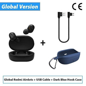 Oiko Store  CE Add Cable DBlue H Stock Original Xiaomi Redmi Airdots TWS Wireless Bluetooth Earphone Stereo bass Bluetooth 5.0 With Mic Handsfree AI Control