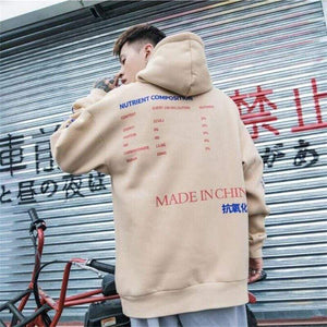 China style Sweatshirts hooded hoodies Hip Hop Skateboard letters print Beige drawstring Autumn Winter Pullover hoody free ship
