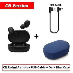 Oiko Store  CN Add Cable DBlue C Stock Original Xiaomi Redmi Airdots TWS Wireless Bluetooth Earphone Stereo bass Bluetooth 5.0 With Mic Handsfree AI Control