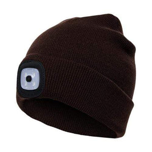 Unisex Outdoor Cycling Hiking LED Light Knitted Hat Winter Elastic Beanie Cap