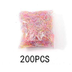 Oiko Store  Colour 11 200/1000PCS Cute Girls Colourful Ring Disposable Elastic Hair Bands Ponytail Holder Rubber Band Scrunchies Kids Hair Accessories