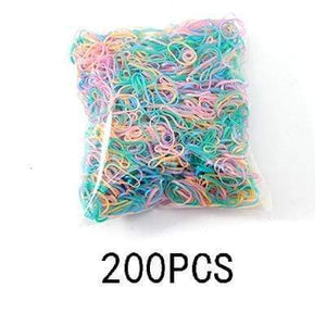 Oiko Store  Colour 13 200/1000PCS Cute Girls Colourful Ring Disposable Elastic Hair Bands Ponytail Holder Rubber Band Scrunchies Kids Hair Accessories