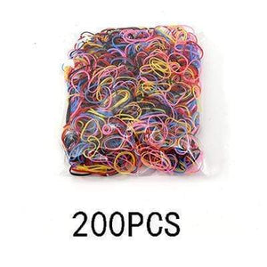Oiko Store  Colour 14 200/1000PCS Cute Girls Colourful Ring Disposable Elastic Hair Bands Ponytail Holder Rubber Band Scrunchies Kids Hair Accessories