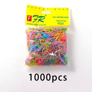 Oiko Store  Colour 17 200/1000PCS Cute Girls Colourful Ring Disposable Elastic Hair Bands Ponytail Holder Rubber Band Scrunchies Kids Hair Accessories