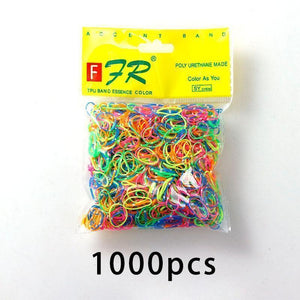 Oiko Store  Colour 18 200/1000PCS Cute Girls Colourful Ring Disposable Elastic Hair Bands Ponytail Holder Rubber Band Scrunchies Kids Hair Accessories