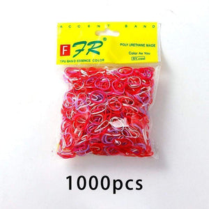 Oiko Store  Colour 19 200/1000PCS Cute Girls Colourful Ring Disposable Elastic Hair Bands Ponytail Holder Rubber Band Scrunchies Kids Hair Accessories