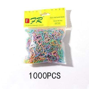 Oiko Store  Colour 4 200/1000PCS Cute Girls Colourful Ring Disposable Elastic Hair Bands Ponytail Holder Rubber Band Scrunchies Kids Hair Accessories